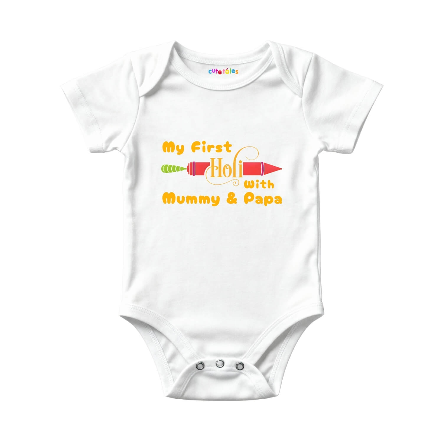 My First Holi With Mummy & Papa Baby Onesie