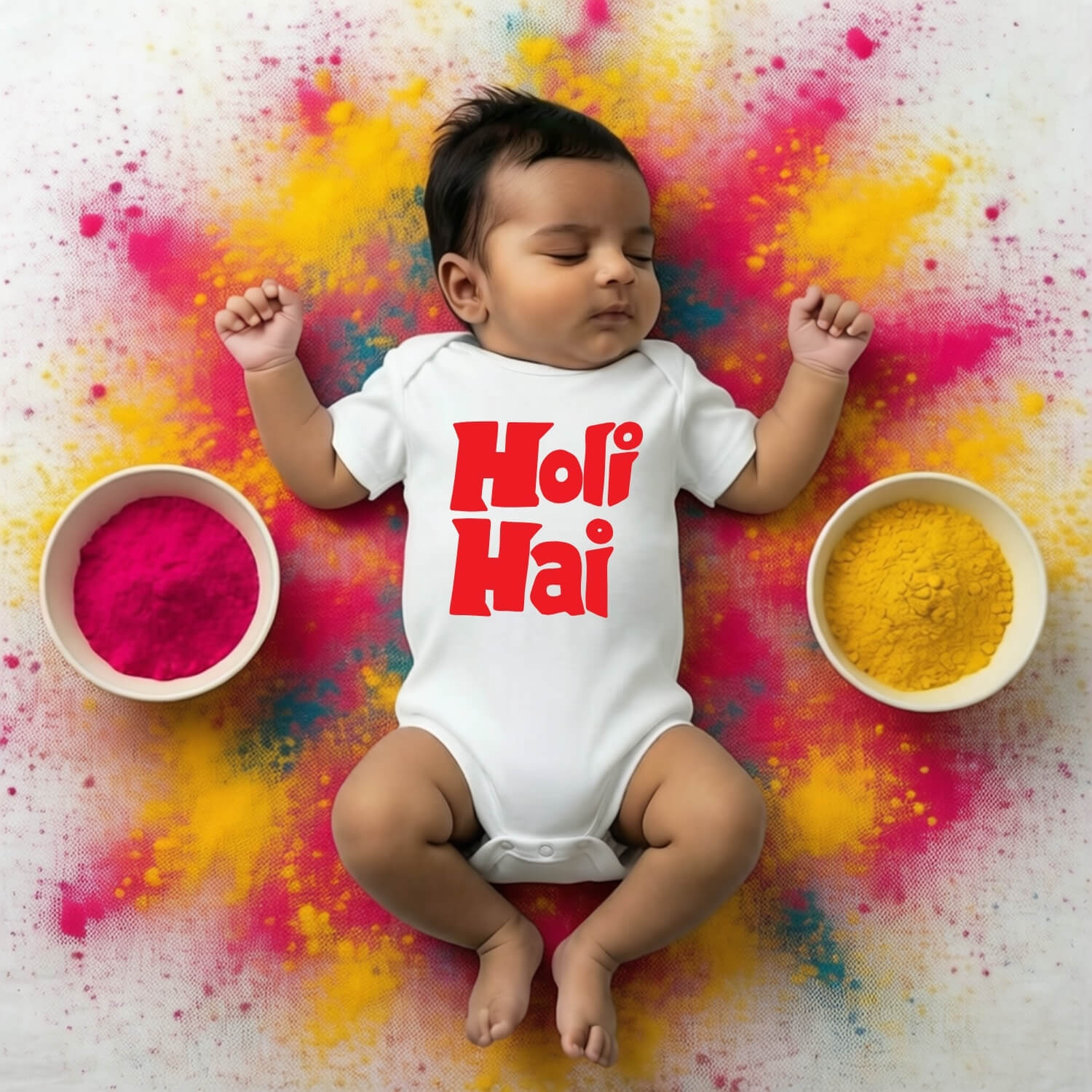 Holi Hai Baby Onesie – Cute Holi Outfit for Newborn & Infant