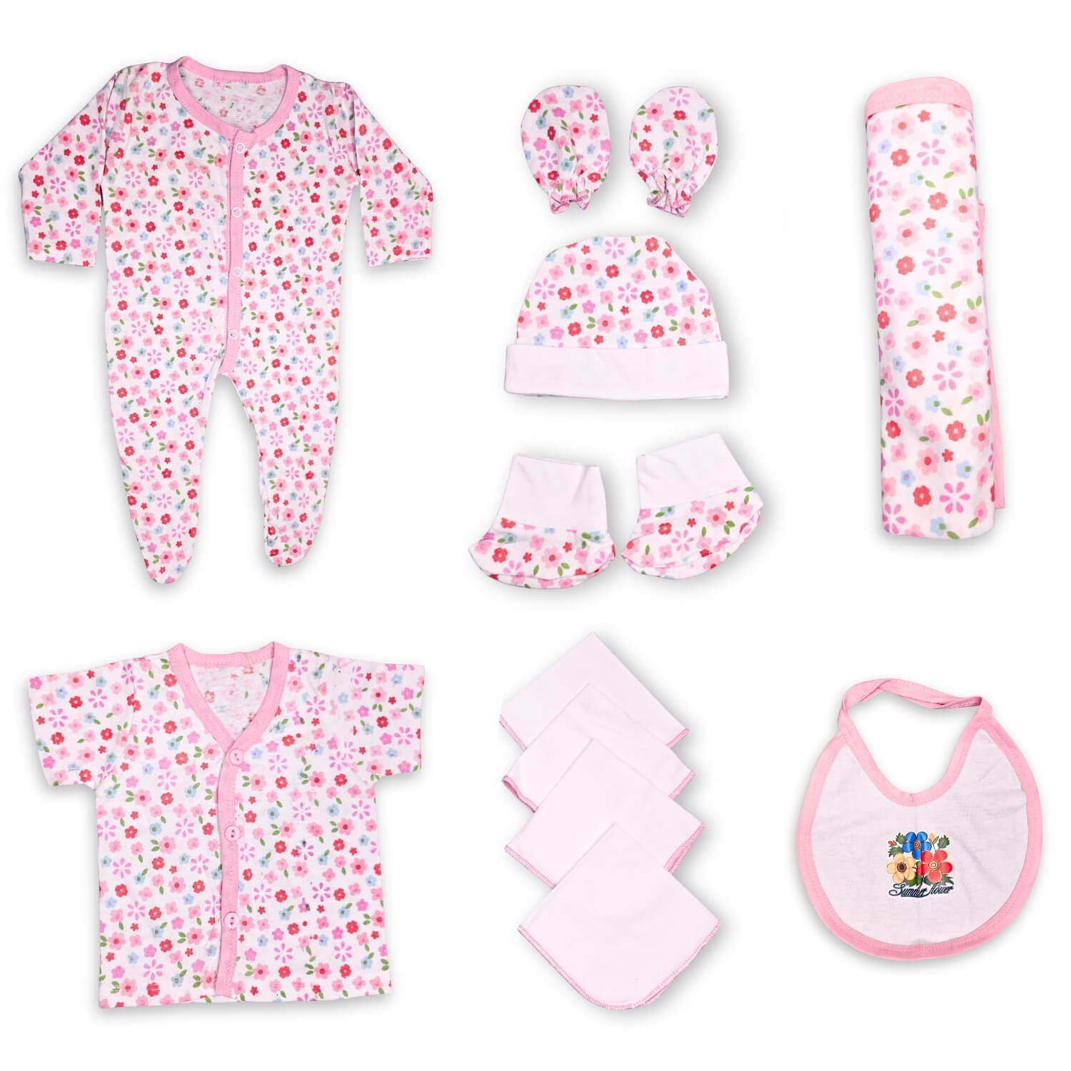 Cutetales Baby clothing set with floral patterns on a white background