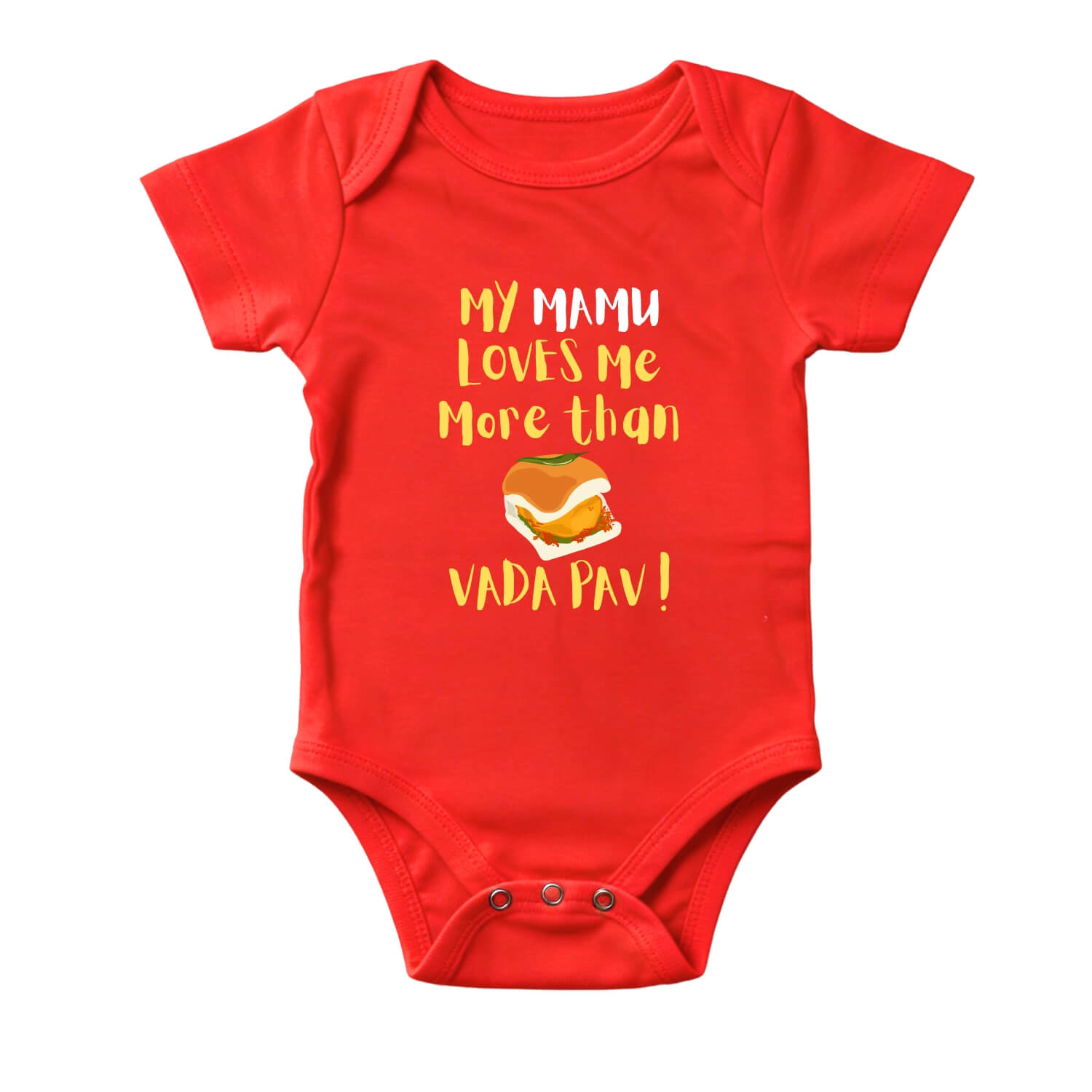 My Mamu Loves Me More Than Vadapav Baby Romper – Cute Family Quote