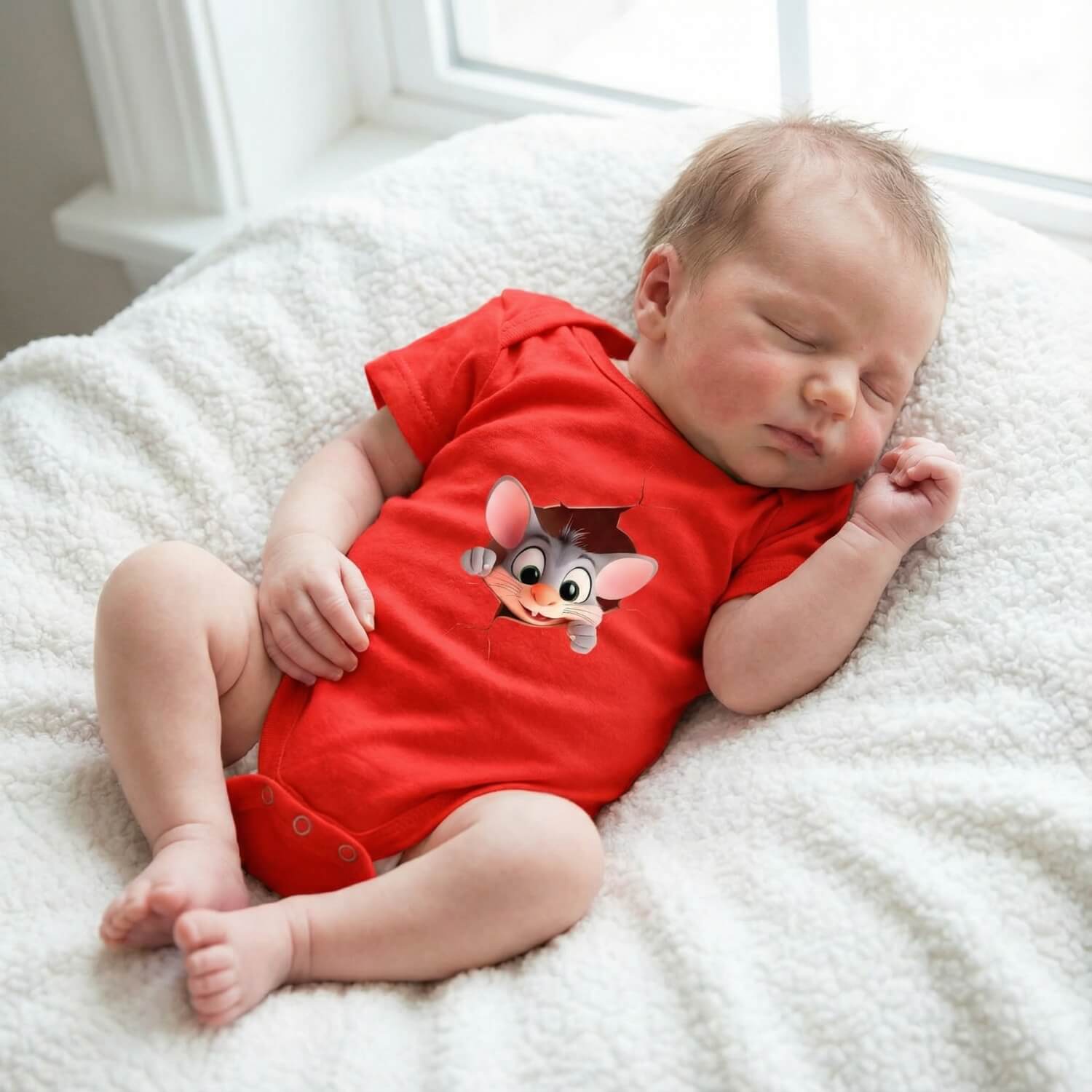 Cute Mouse Peek Baby Romper – Cartoon Character Bodysuit