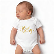 Golden “Baby” Romper – Premium Newborn Bodysuit