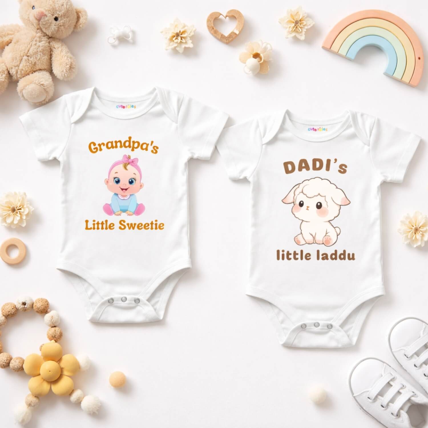 Grandpa Dadi Baby Romper Sweetie Laddu (Pack of 2)