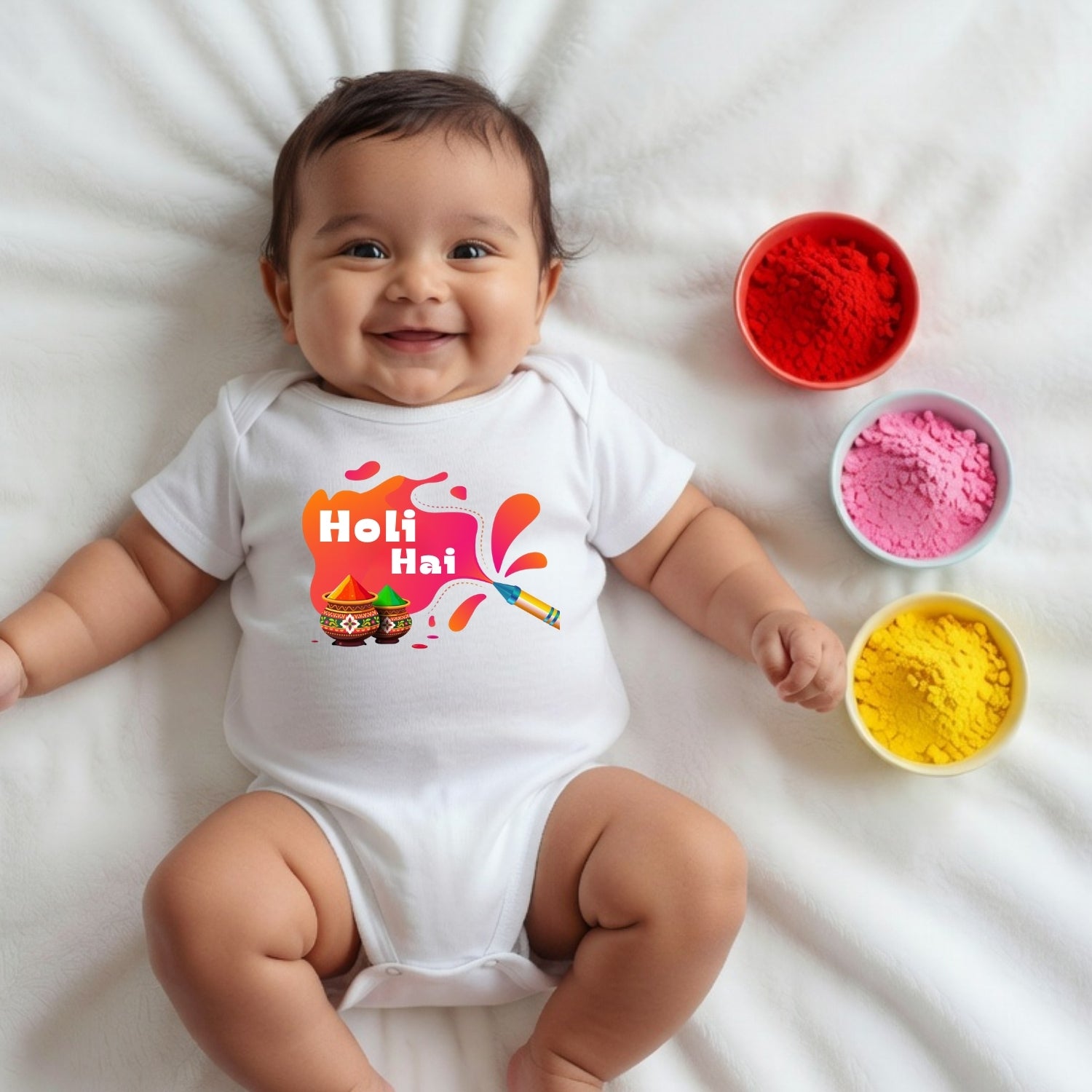 Holi Hai Baby Onesie – Color Pot Splash Edition
