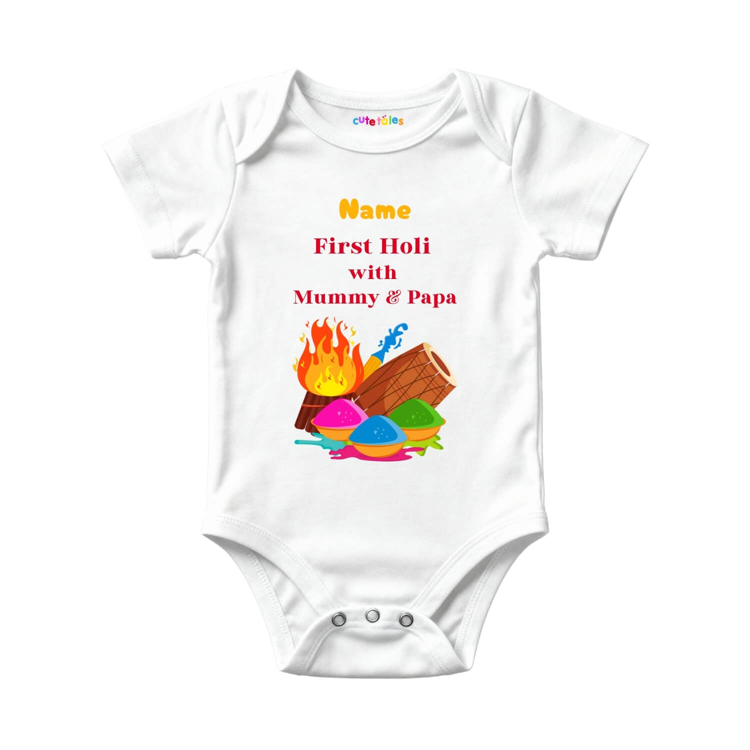 Personalized First Holi With Mummy & Papa – Fire Theme