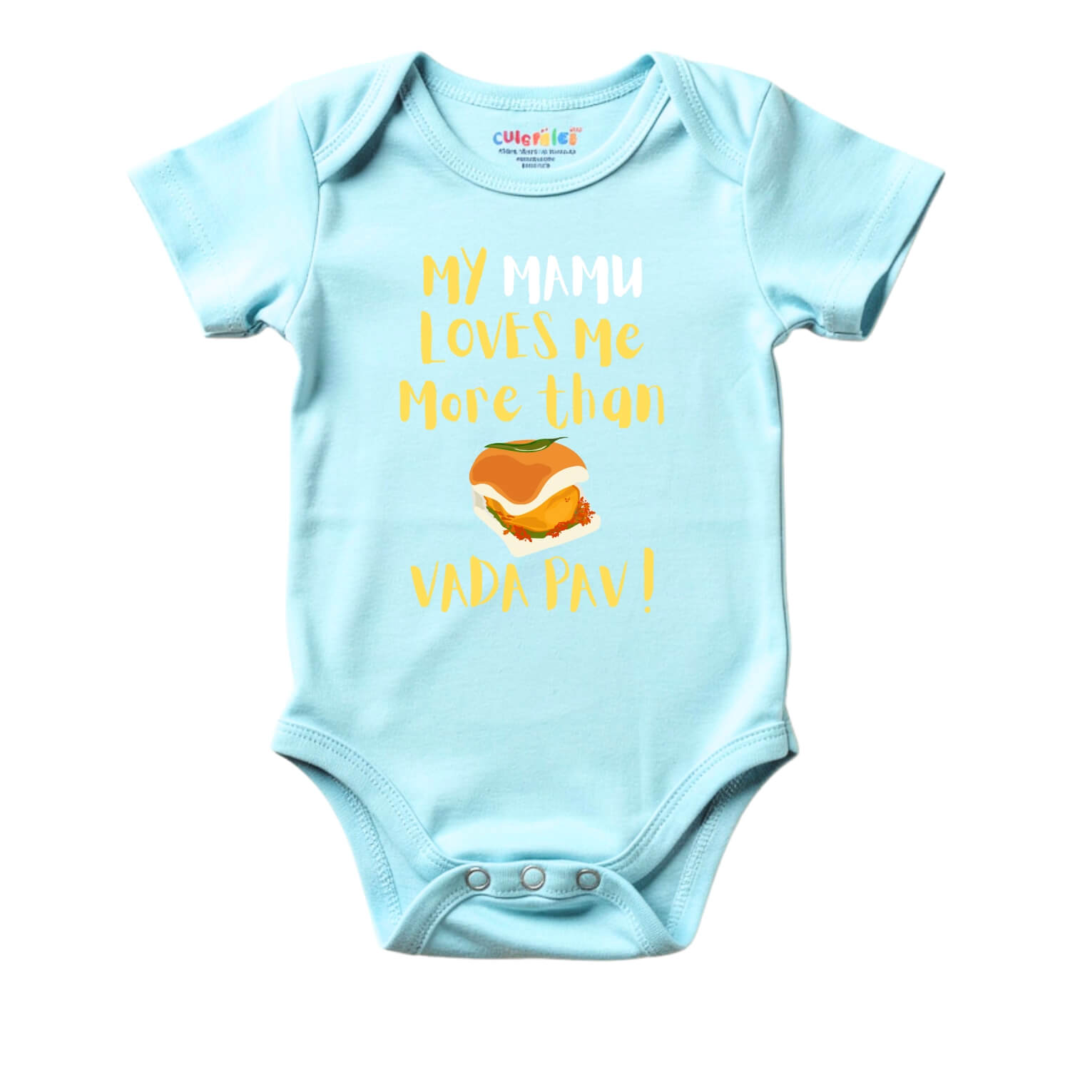 My Mamu Loves Me More Than Vadapav Baby Romper – Cute Family Quote