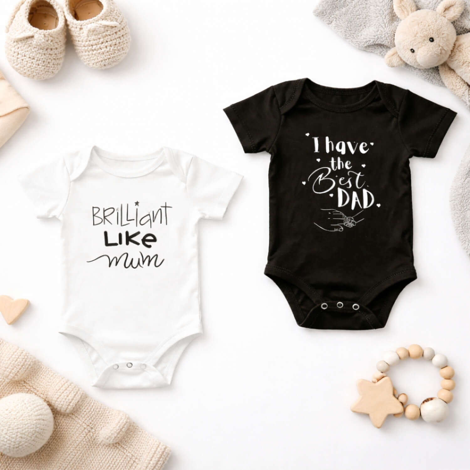 Mum Dad Baby Romper Combo Minimal (Pack of 2)