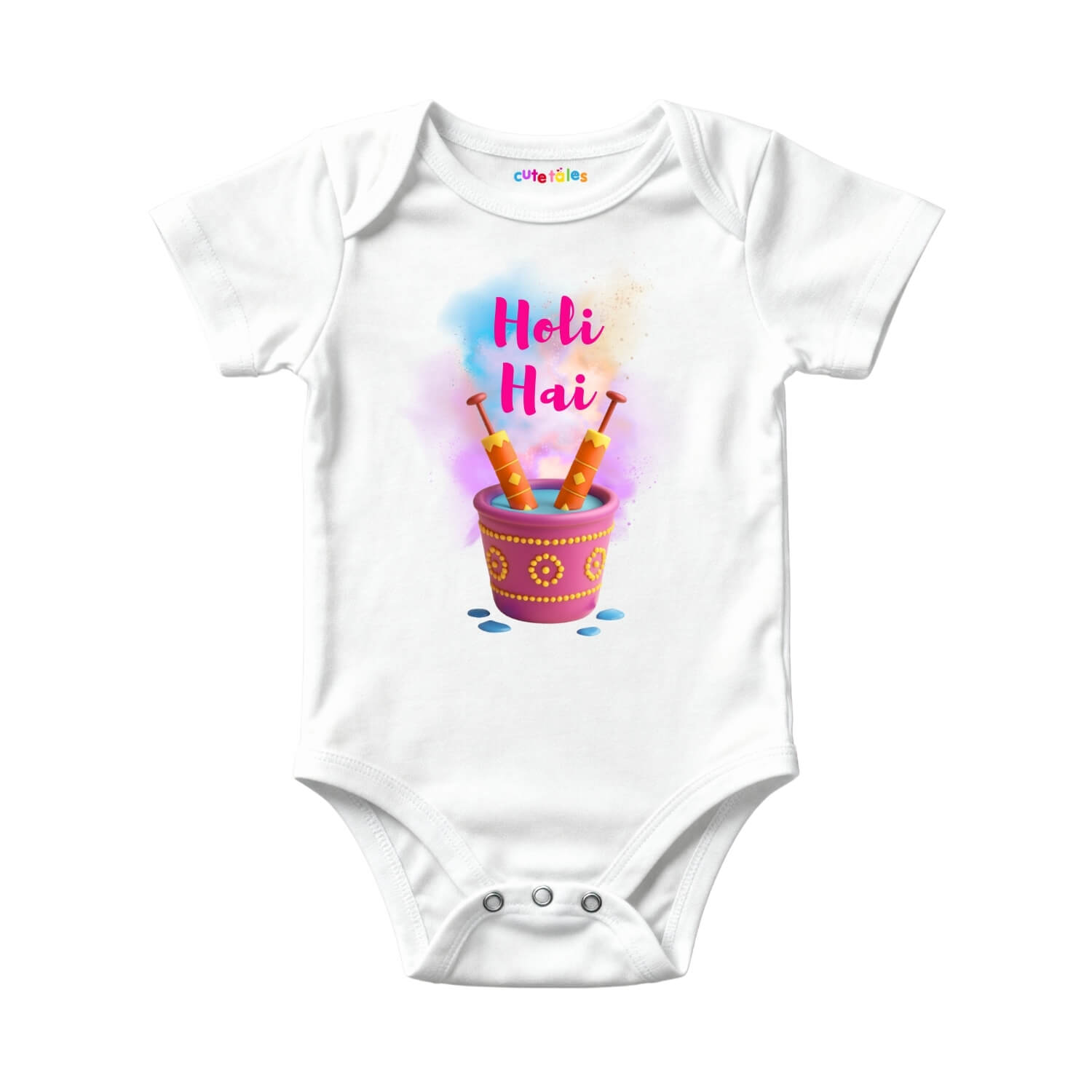 Holi Hai Baby Onesie – Pink Pot Design