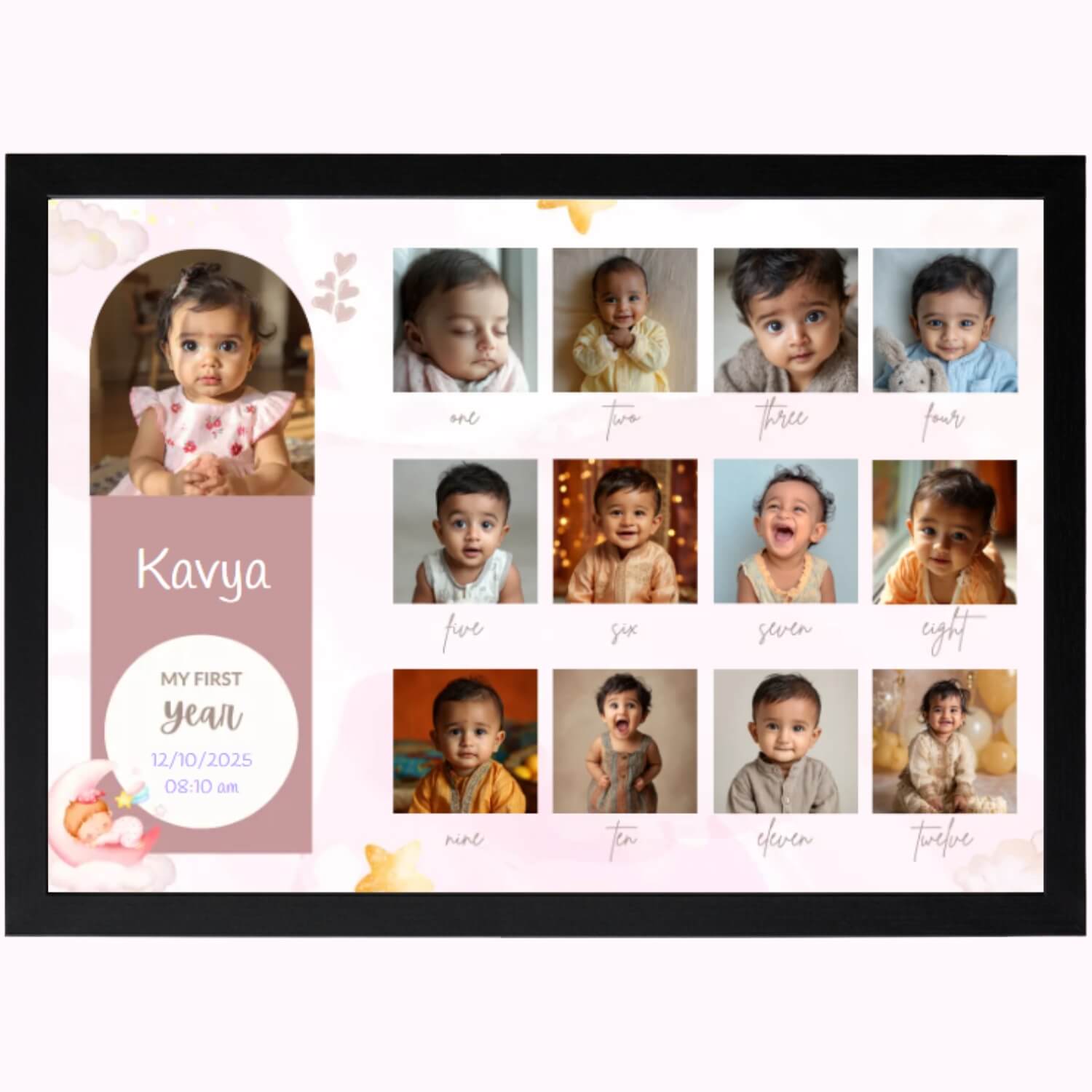 1 Year Milestone Frame – Custom Baby Keepsake