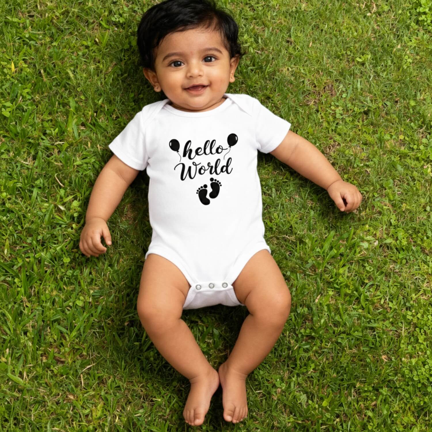 Hello World Newborn Baby Romper – Soft Cotton Bodysuit