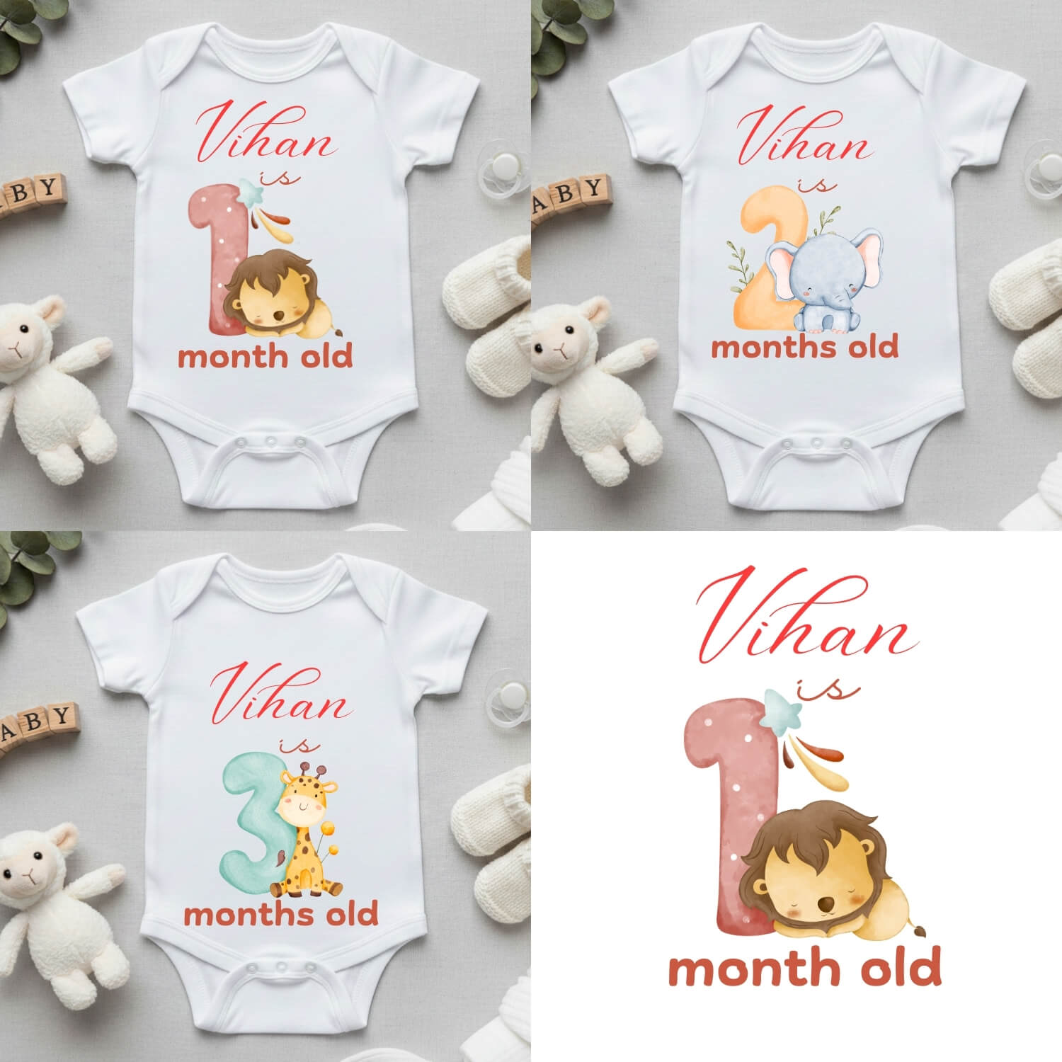 Baby Onesie Pack of 3 (0–3 Months) | Soft Cotton Rompers for Newborn