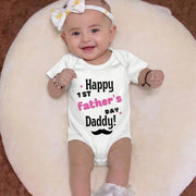 Happy 1st Father’s Day Baby Onesie (Pink)