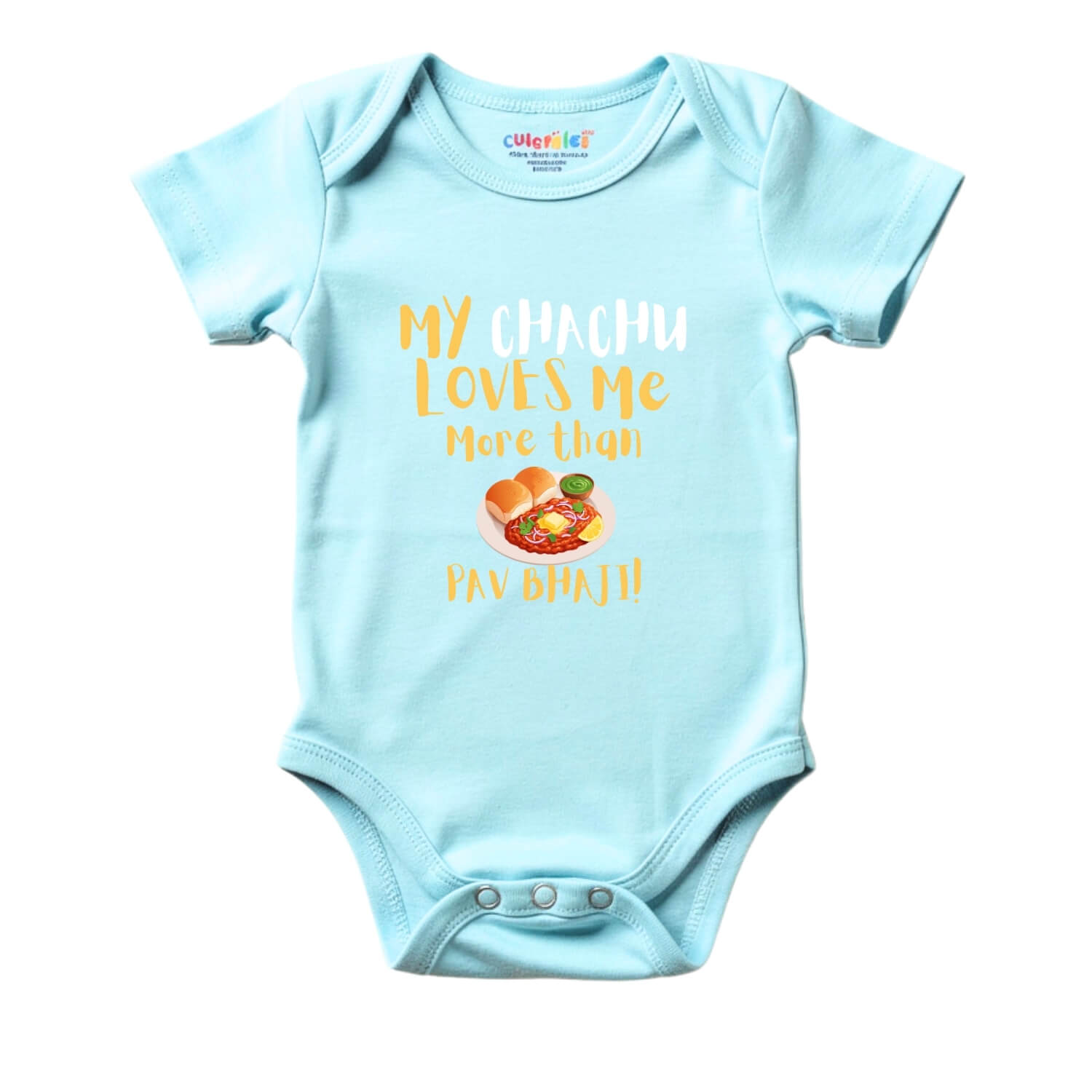 My Chachu Loves Me More Than Pav Bhaji – Cute Printed Romper