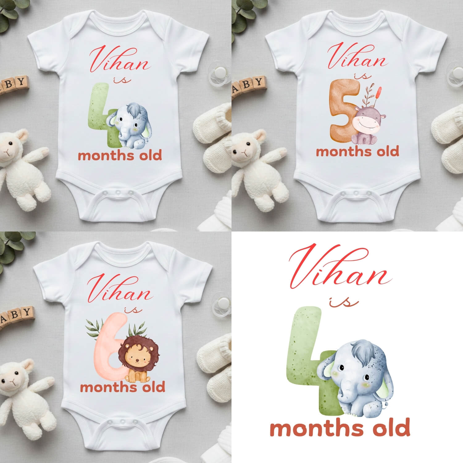 Baby Onesie Pack of 3 (3–6 Months) | Soft Cotton Rompers