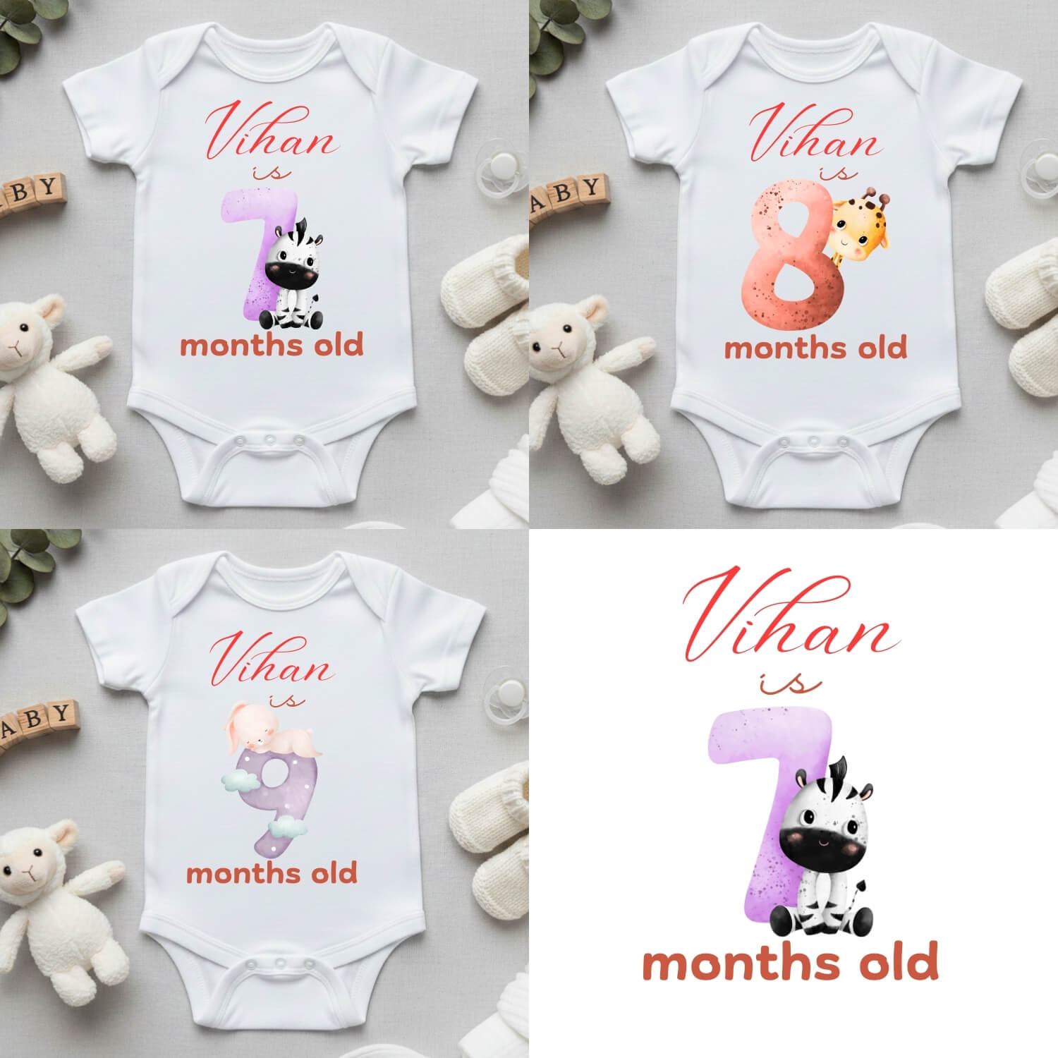 Baby Onesie Pack of 3 (6–9 Months) | Comfortable Cotton Rompers