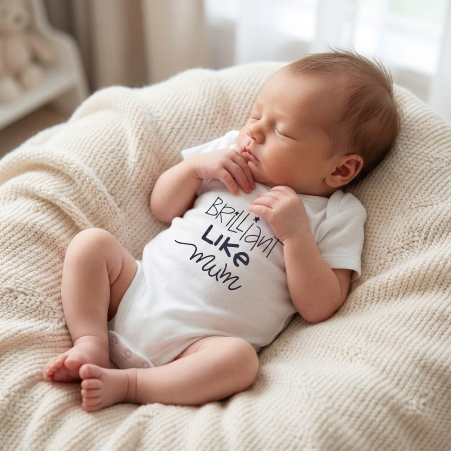 Brilliant Like Mum Baby Romper – Cute Quote Bodysuit