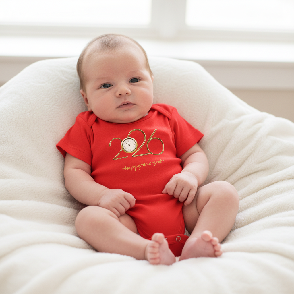 Happy New Year 2026 Baby Romper (Red)