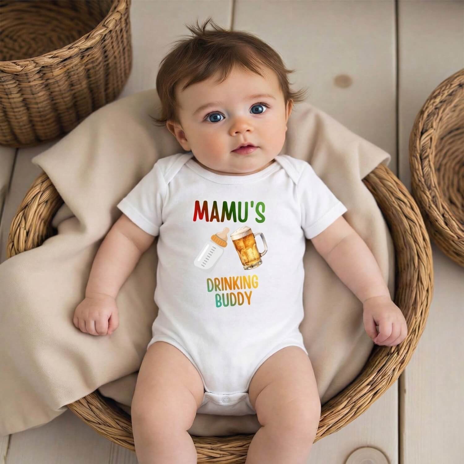 Mamu’s Drinking Buddy Baby Onesie