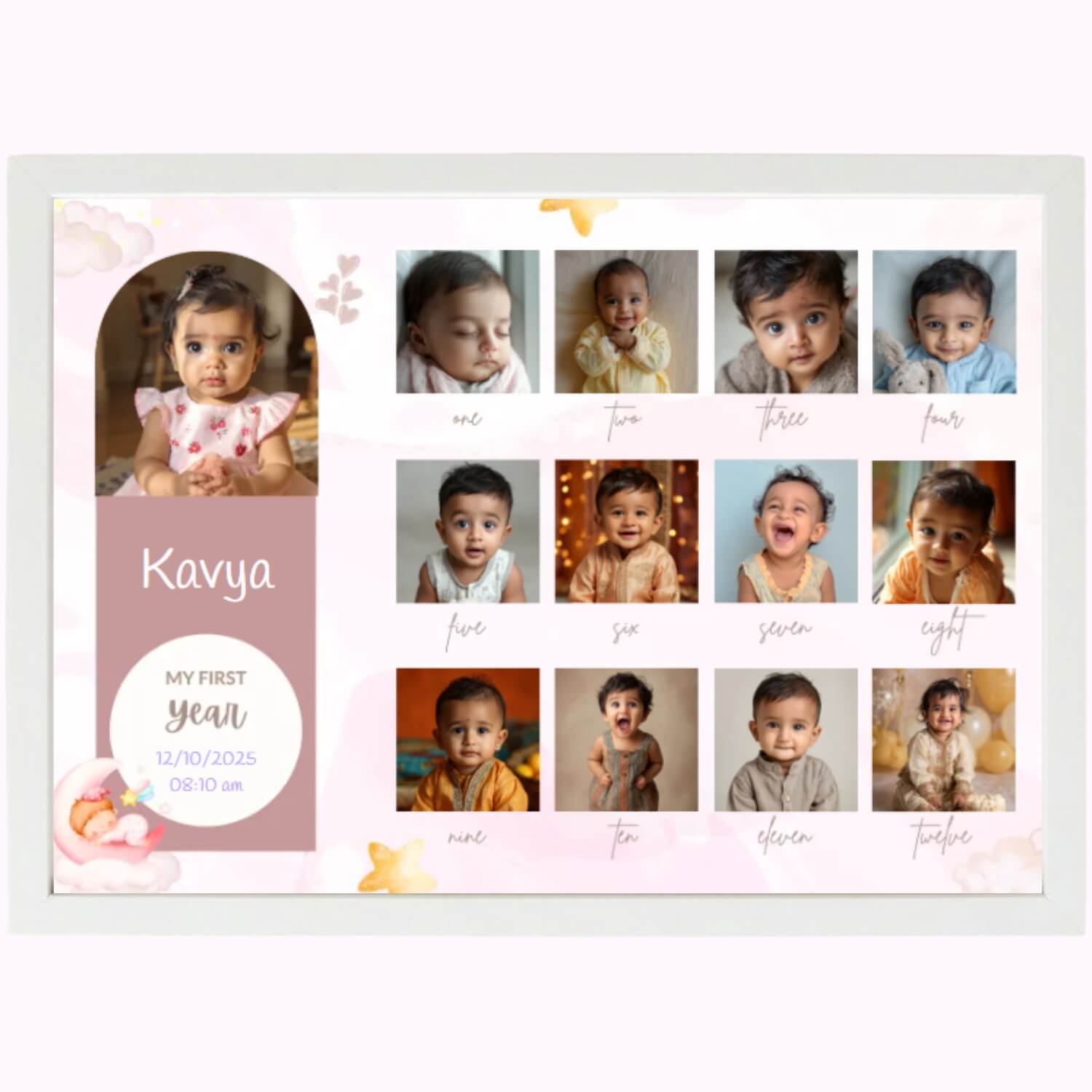 1 Year Milestone Frame – Custom Baby Keepsake