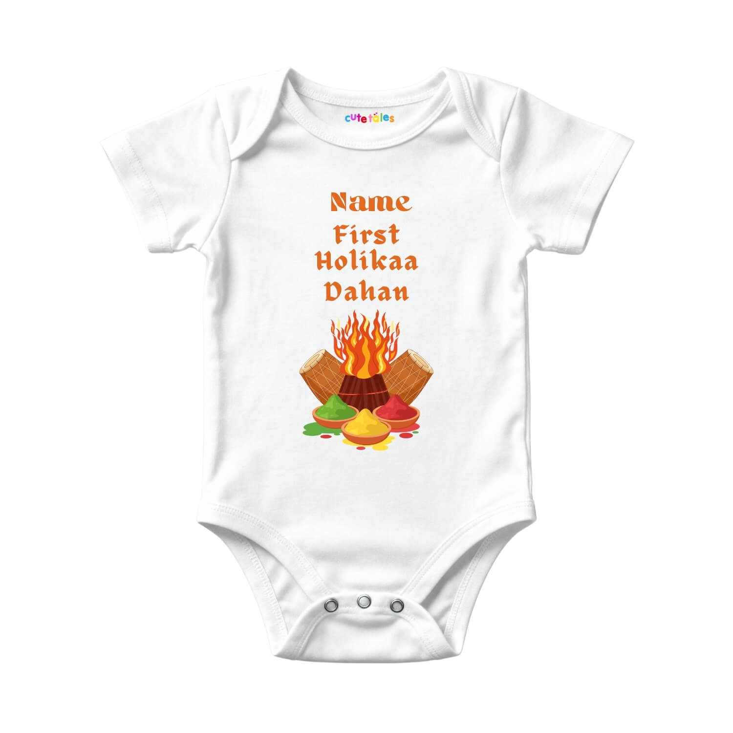 Personalized Holika Dahan Baby Onesie – Custom Name Holi Outfit