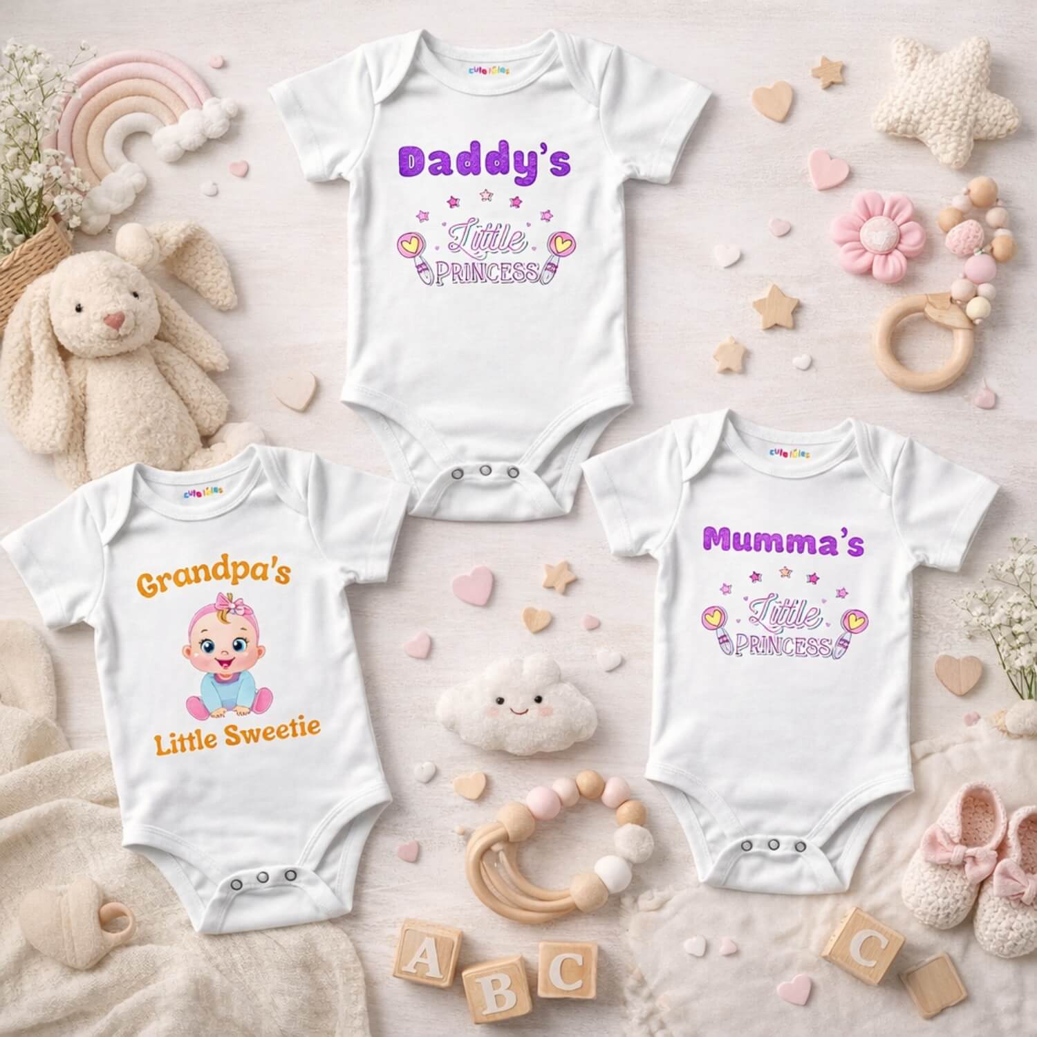 Family Baby Romper Combo Daddy Mumma Grandpa (Pack of 3)