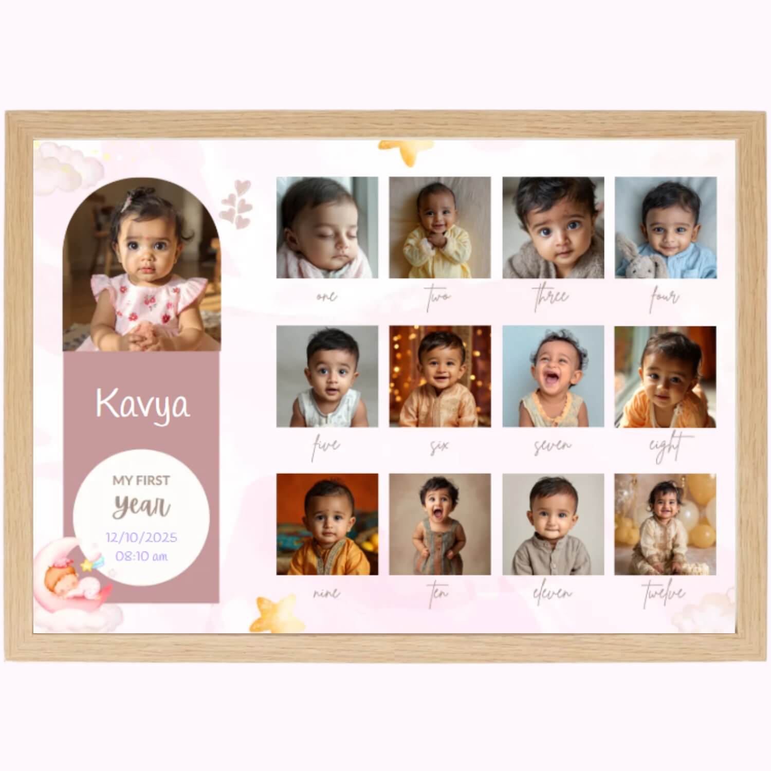 1 Year Milestone Frame – Custom Baby Keepsake