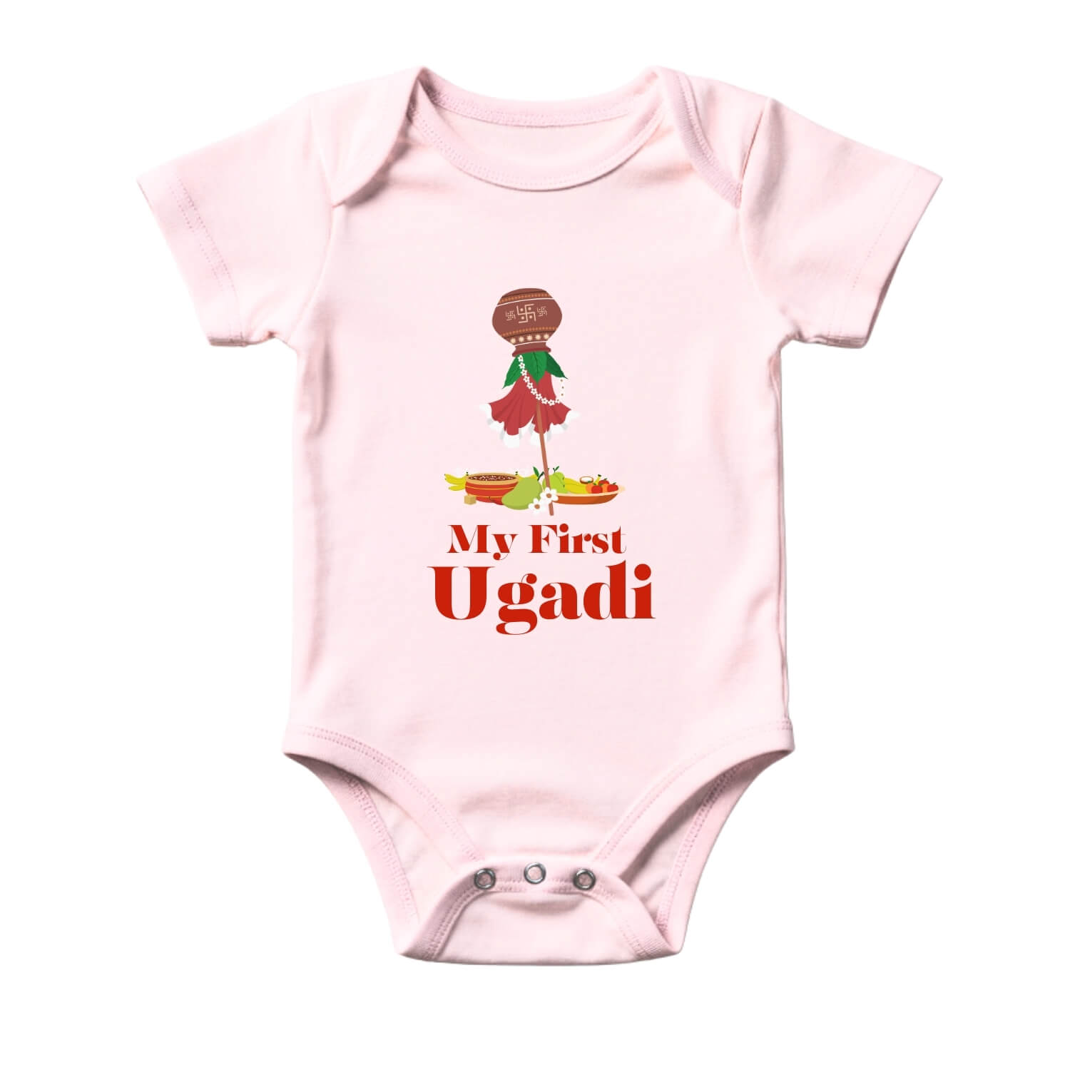 My First Ugadi Classic Red Baby Onesie