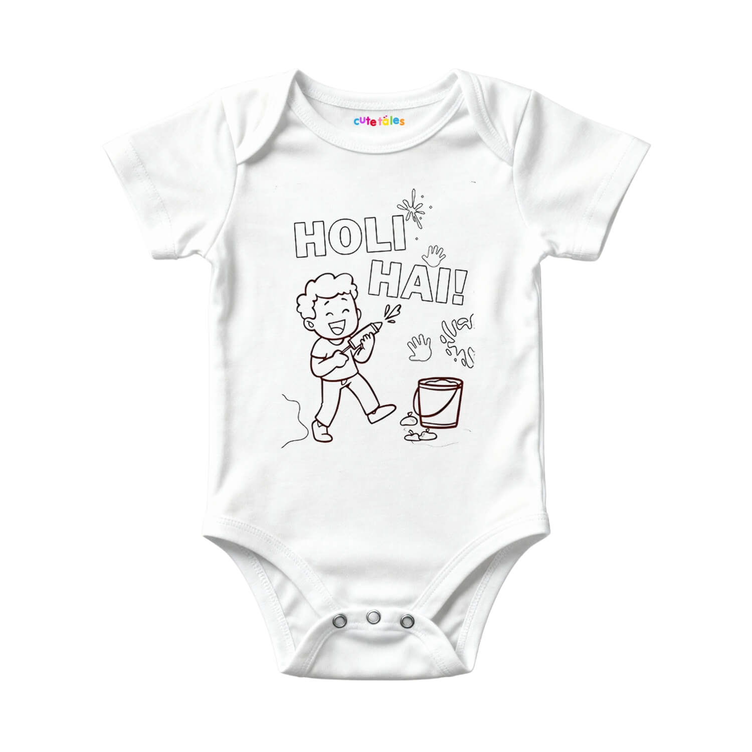 Holi Hai Outline Art Baby Onesie
