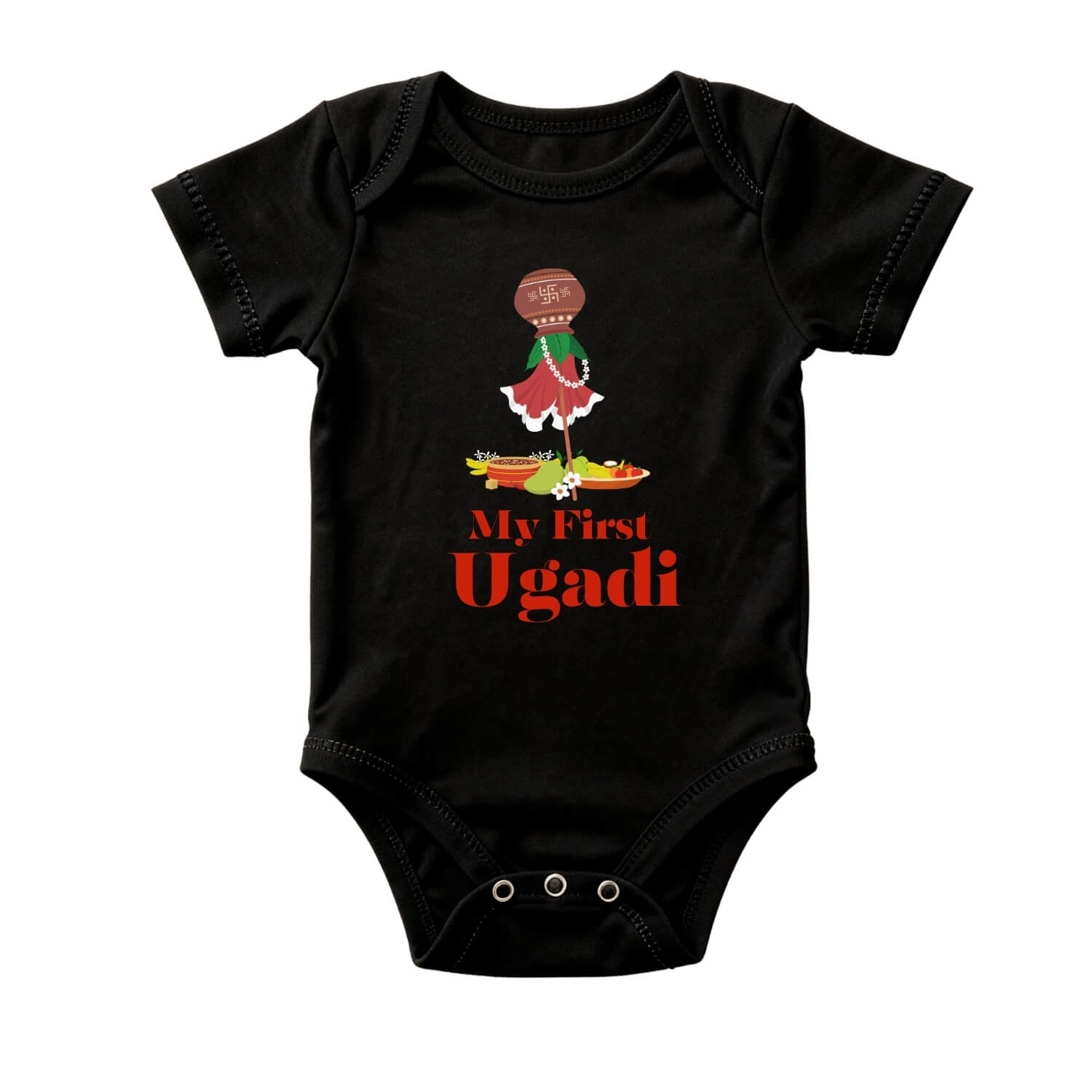 My First Ugadi Classic Red Baby Onesie