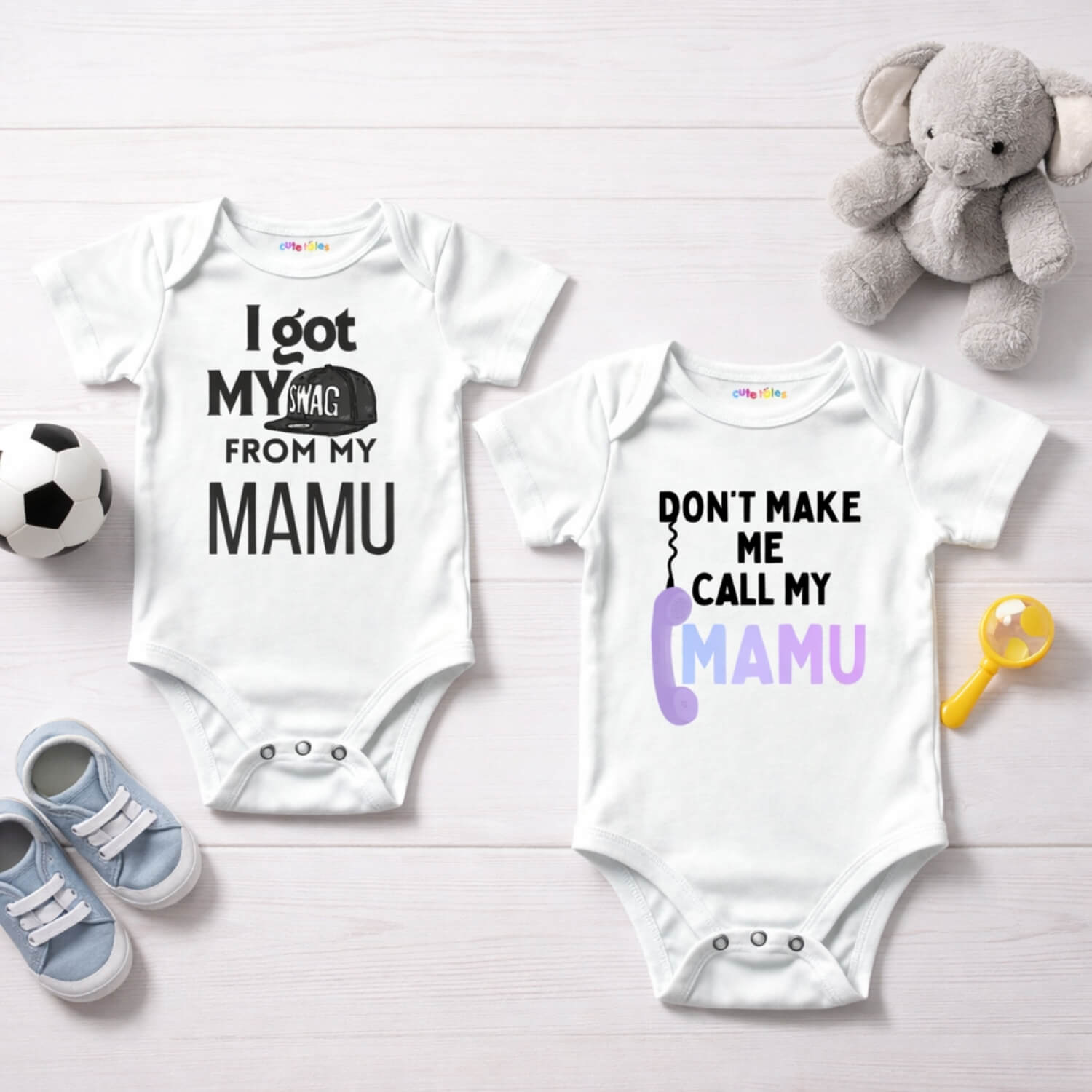 Funny Mamu Quote Baby Romper Set (Pack of 2)