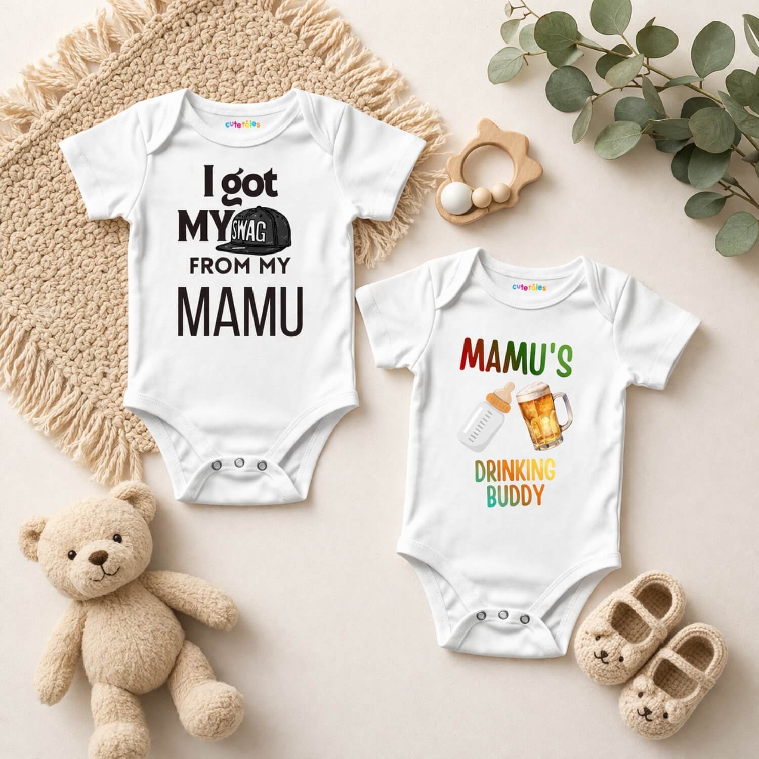 Mamu Drinking Buddy Baby Romper Combo (Pack of 2)