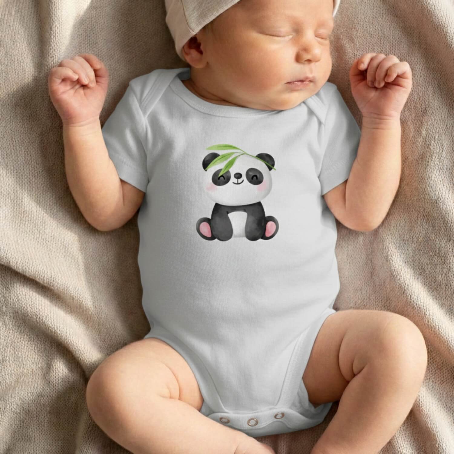 Baby Panda Printed Romper – Soft Cotton Newborn Bodysuit