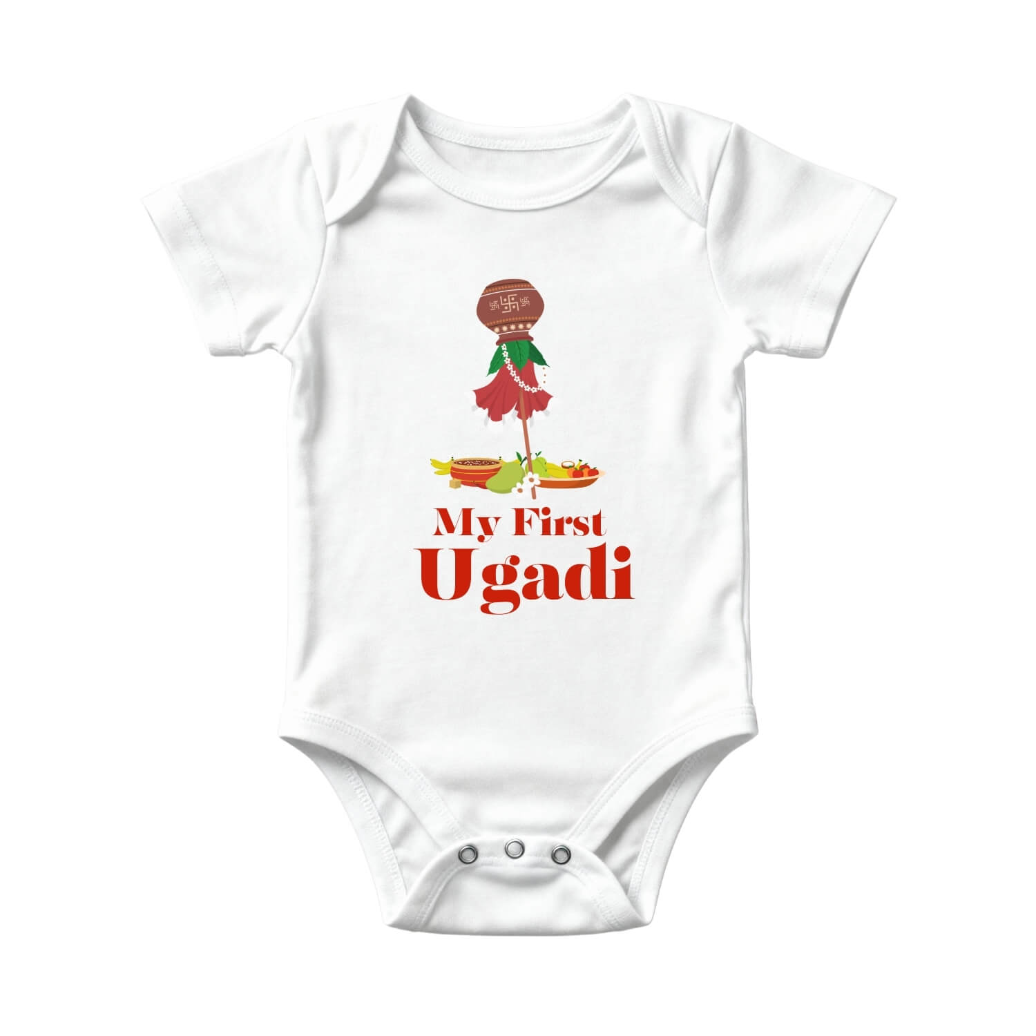 My First Ugadi Classic Red Baby Onesie