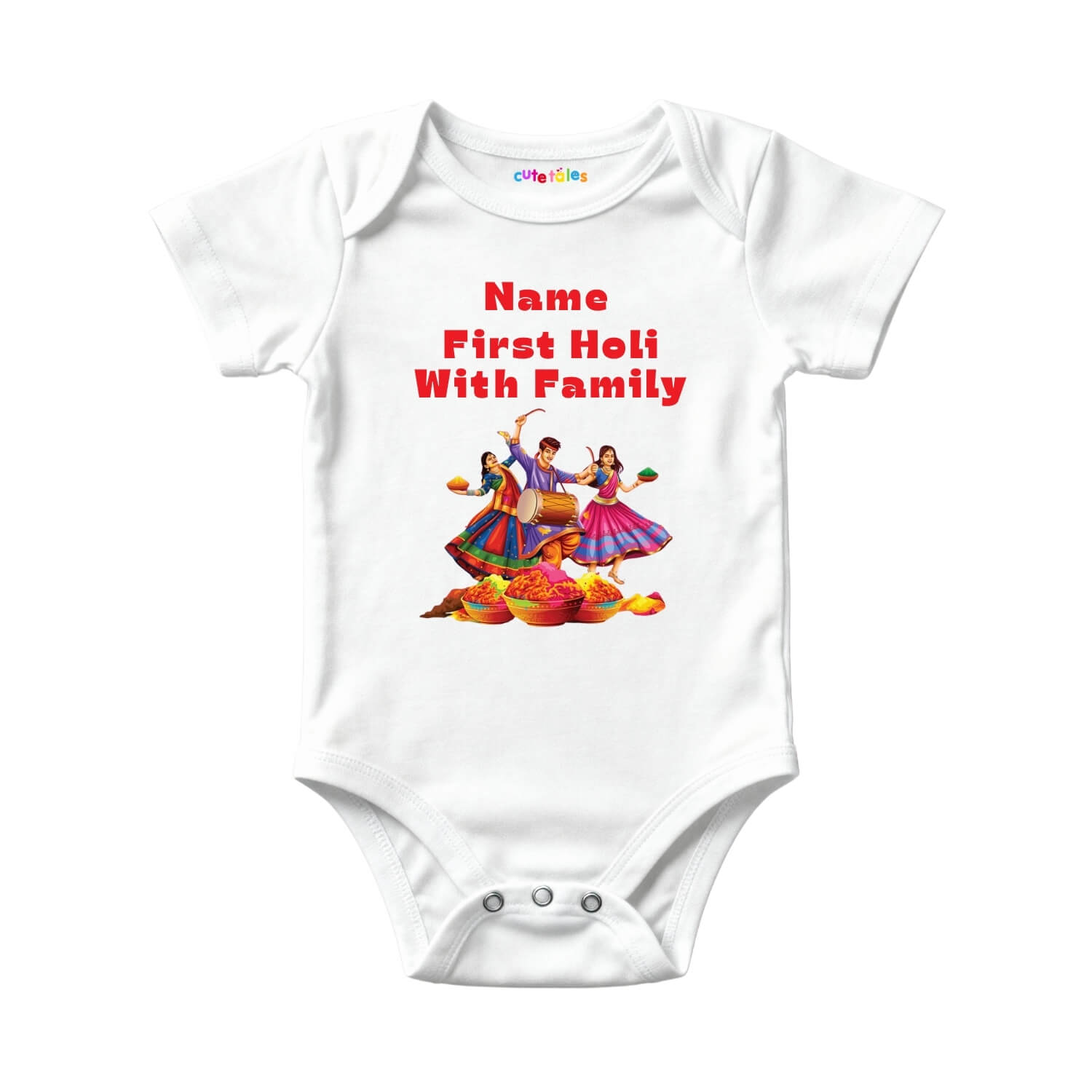 Personalized First Holi With Family Baby Onesie – Celebration Outfit