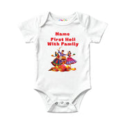 Personalized First Holi With Family Baby Onesie – Celebration Outfit