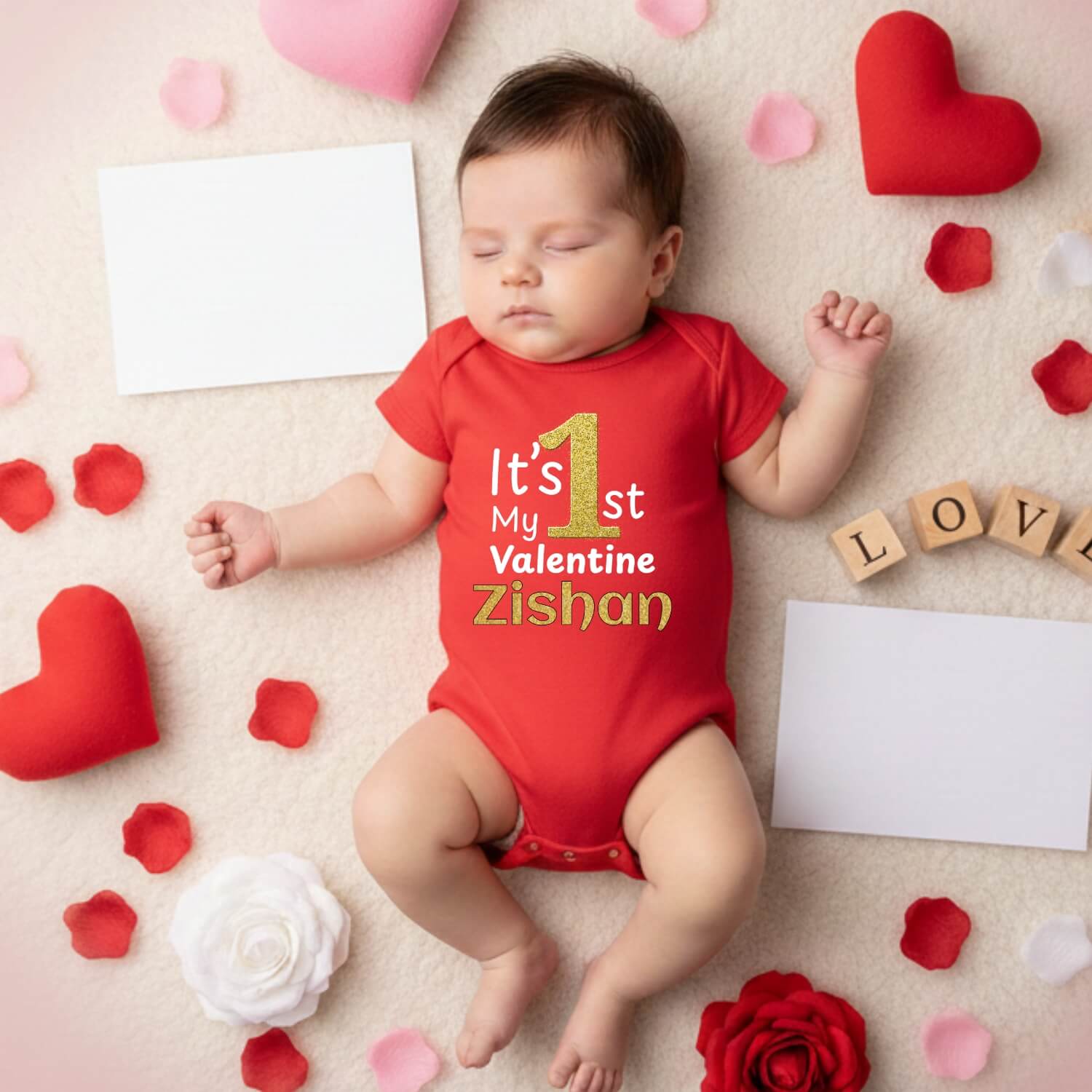 It’s My 1st Valentine Baby Bodysuit – Personalized Name