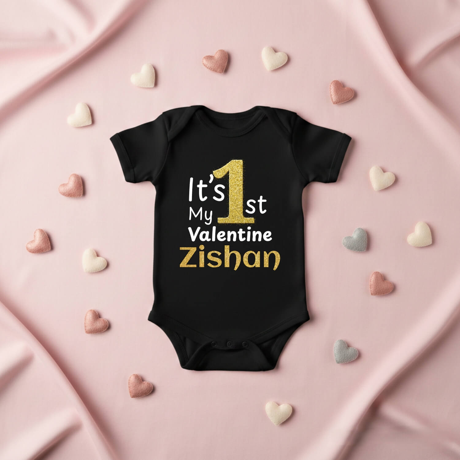 It’s My 1st Valentine Baby Bodysuit – Personalized Name