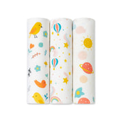Premium Organic Cotton Baby Muslin Swaddles | Pack of 3 | 100×100 CM