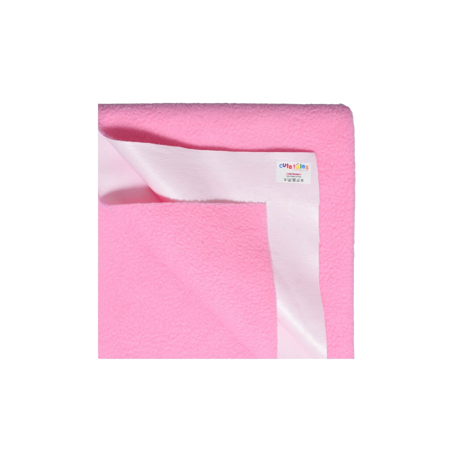 Pink dry sheett with a white label on a white background