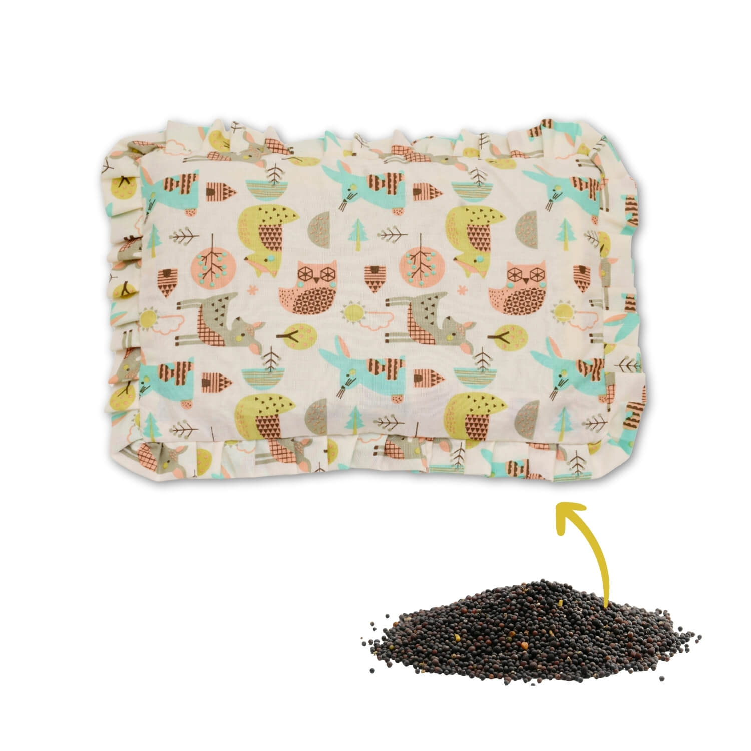 Baby Head Shaping Mustard Seed Pillow, 100% Cotton, Breathable Fabric