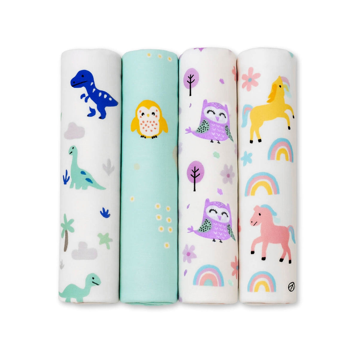 Muslin Swaddle Blankets | Pack of 4 | Multicolor Blossom Prints | 100×100 CM | Newborn Receiving Wraps