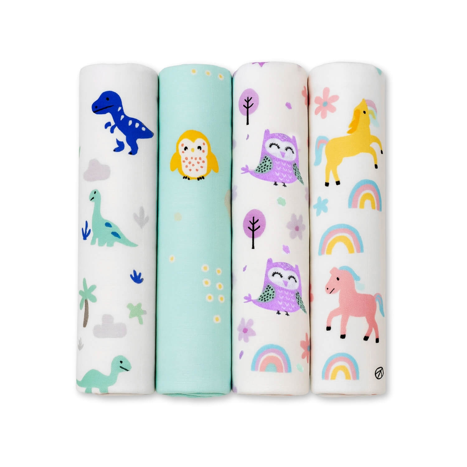 Muslin Swaddle Blankets | Pack of 4 | Multicolor Blossom Prints | 100×100 CM | Newborn Receiving Wraps