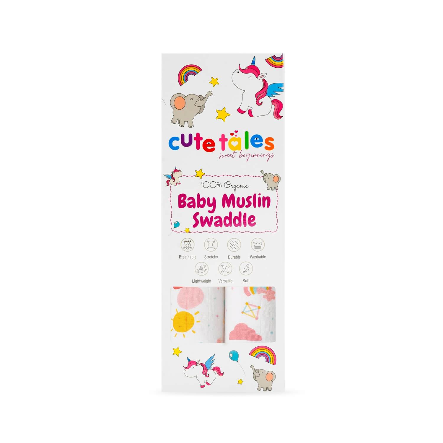 Cotton Muslin Swaddle | Pack of 2 | 100×100 CM | Breathable Newborn Swaddle Blankets & Infant Receiving Wraps