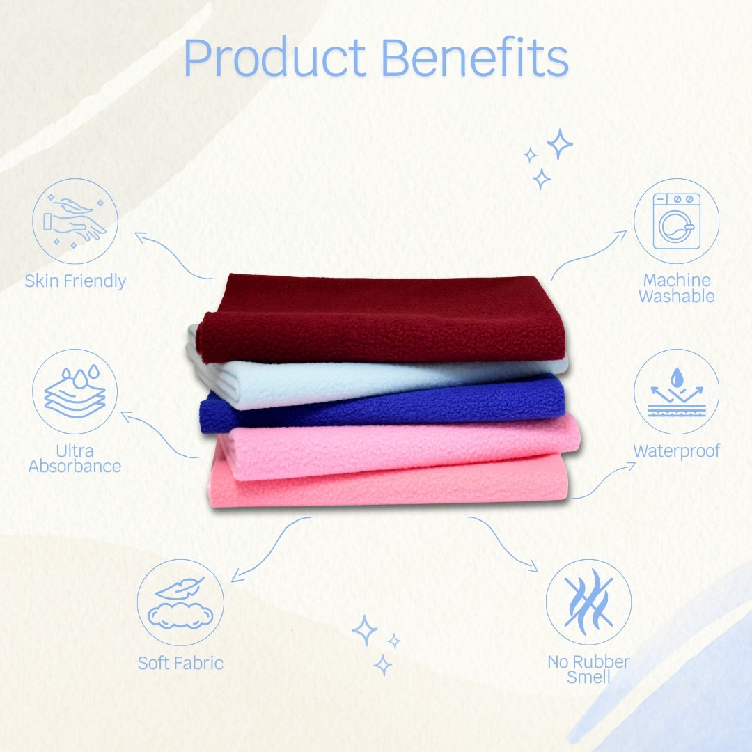 Newborn Baby Dry Sheet Reusable and Waterproof Baby Bed Protector, Anti-Piling Fleece Extra Absorbent Instant Dry Baby Mat Combo