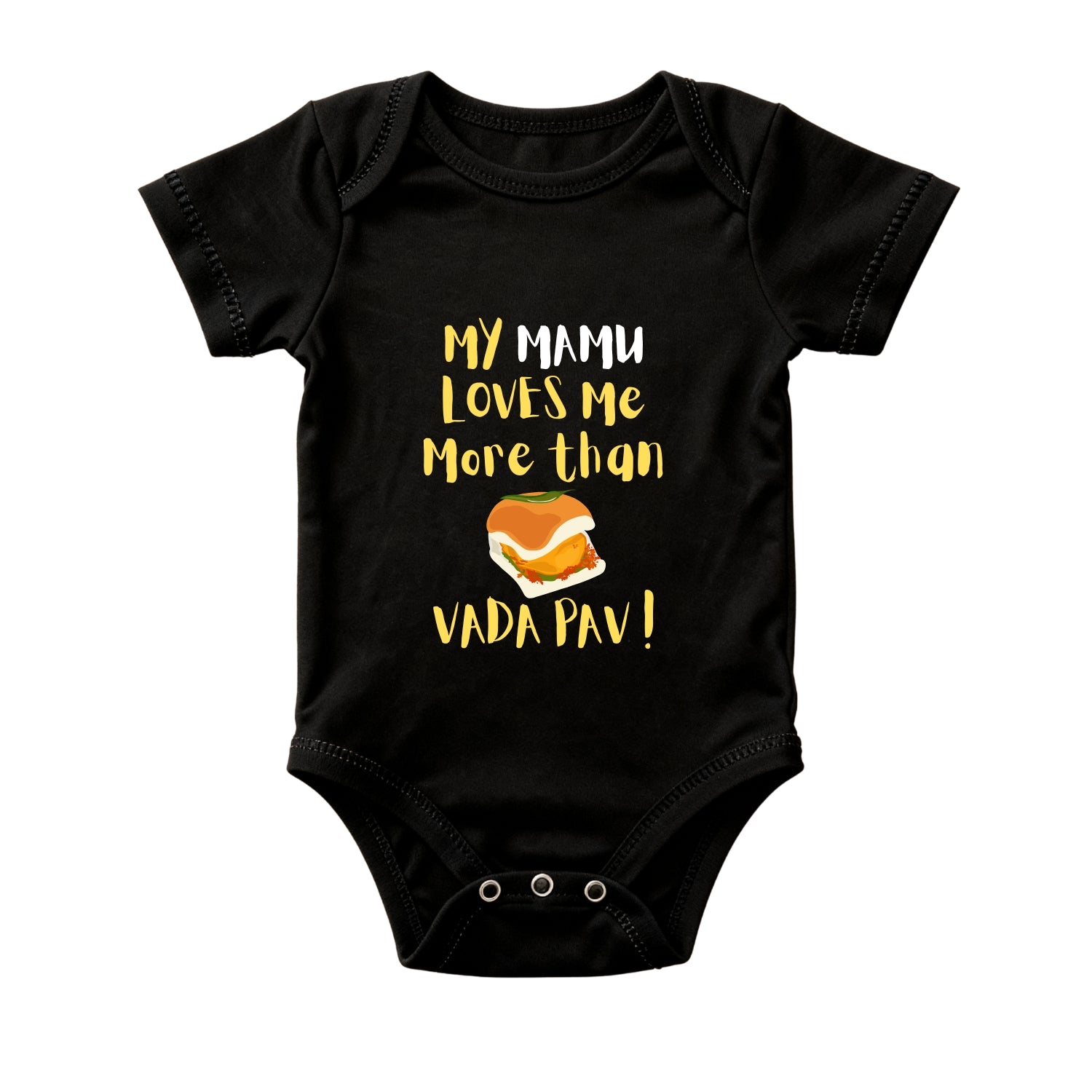 My Mamu Loves Me More Than Vadapav Baby Romper – Cute Family Quote