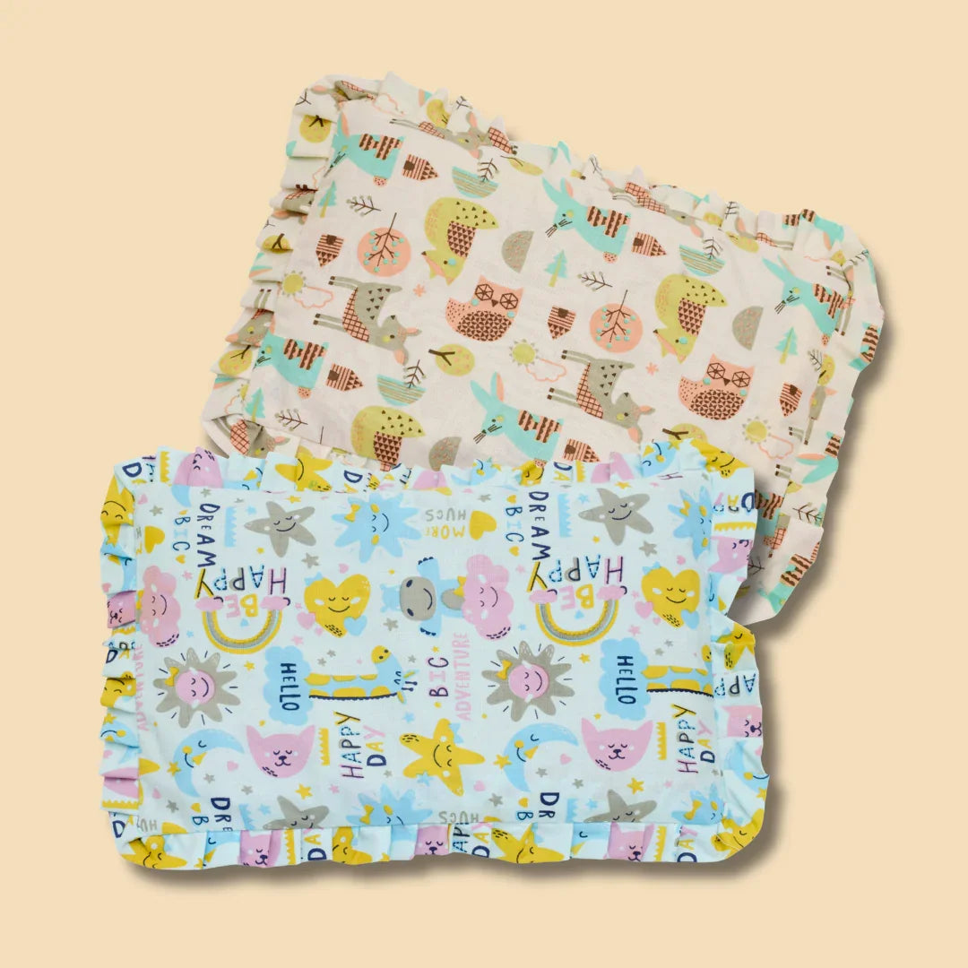 Baby Head Shaping Mustard Seed Pillow, 100% Cotton, Breathable Fabric (Combo)