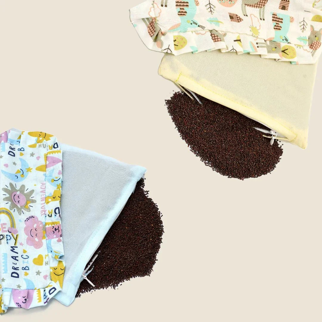 Baby Head Shaping Mustard Seed Pillow, 100% Cotton, Breathable Fabric (Combo)