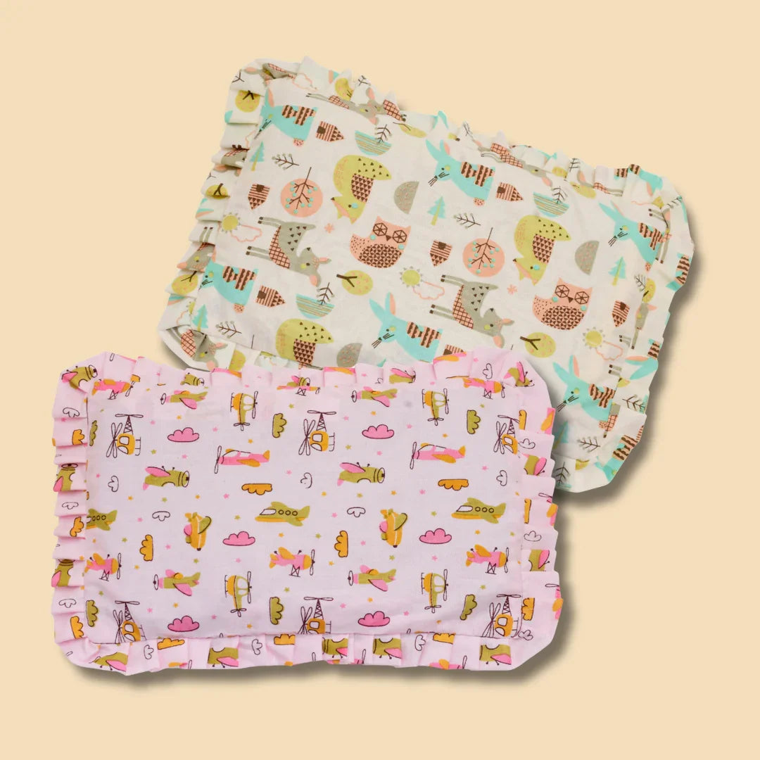 Baby Head Shaping Mustard Seed Pillow, 100% Cotton, Breathable Fabric (Combo)