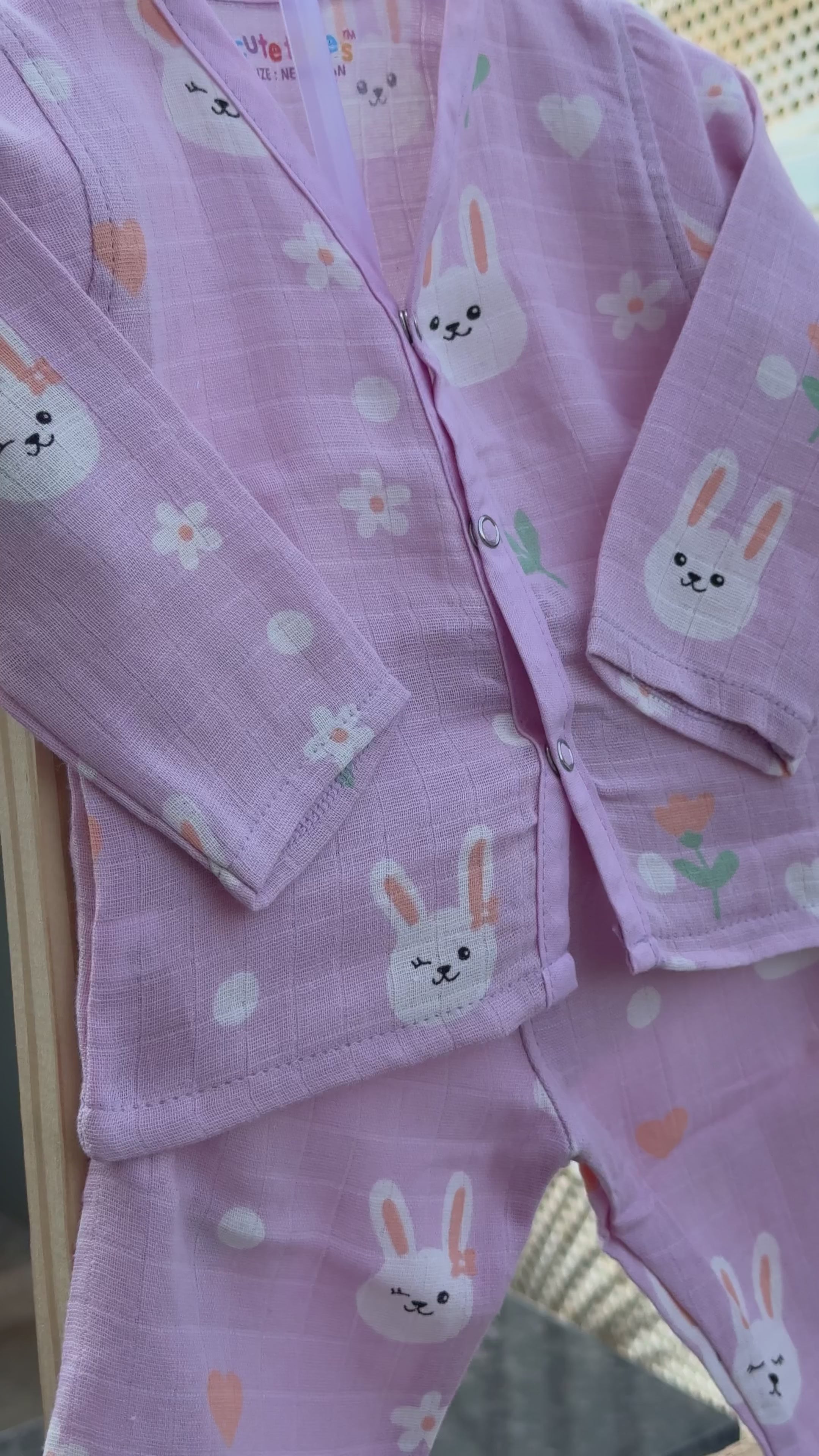 Load video: Soft Cotton Baby Nightsuit | Full Sleeves | Cute Owl Print | Comfortable Sleepwear for Newborns &amp; Infants