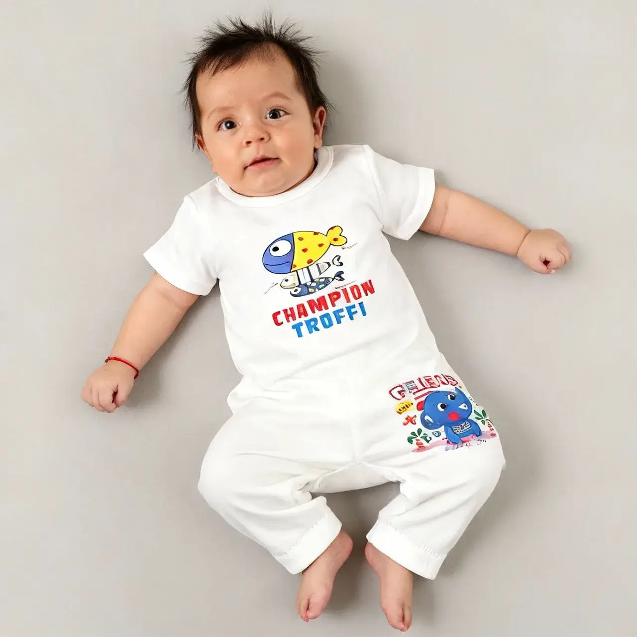 New Born White 100% Cotton T-Shirt and Pyjama Set, Casual Wear